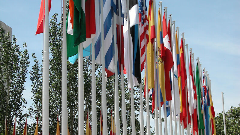 Flags of Antarctic Treaty parties (Photo: Andrew Jackson)