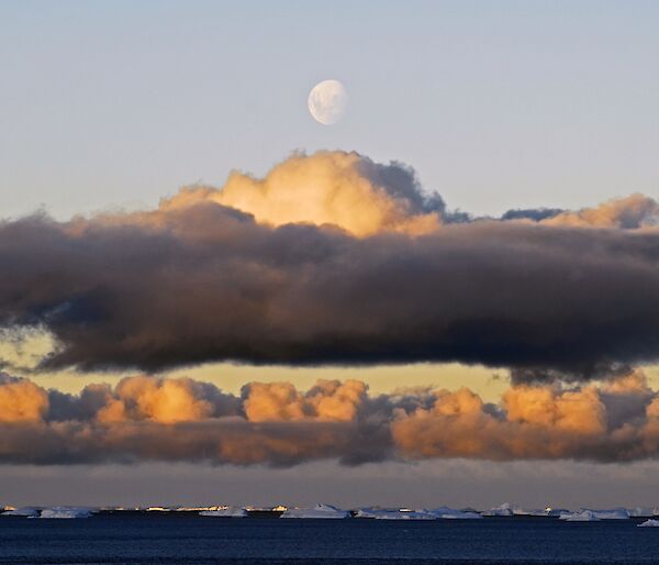 Cumulus clouds over icebergs in the Southern Ocean