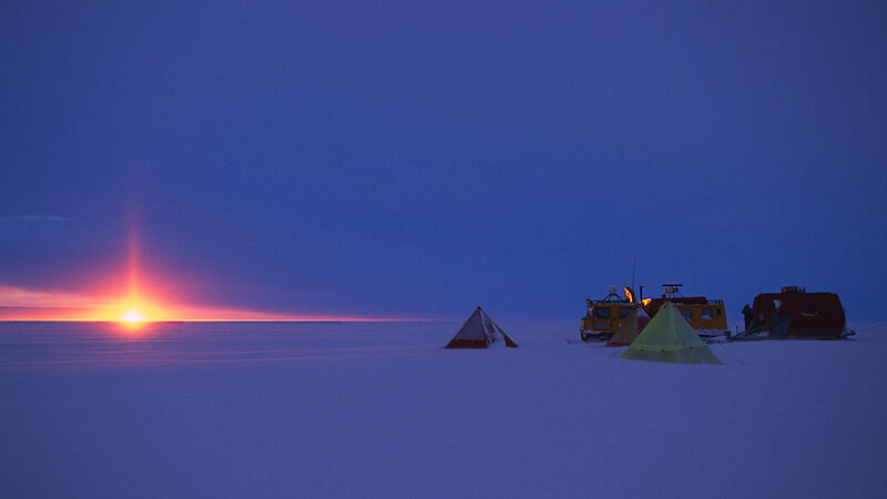 A view of the outdoor field camp on ice at Law Dome