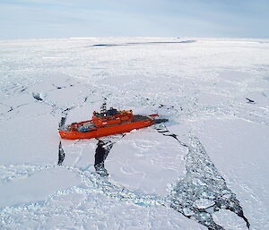 The Aurora Australis in sea ice