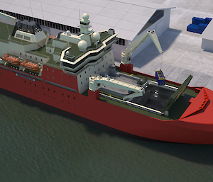A graphic of the new icebreaker alongside the wharf