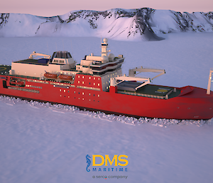 A graphic of the new icebreaker in the ice