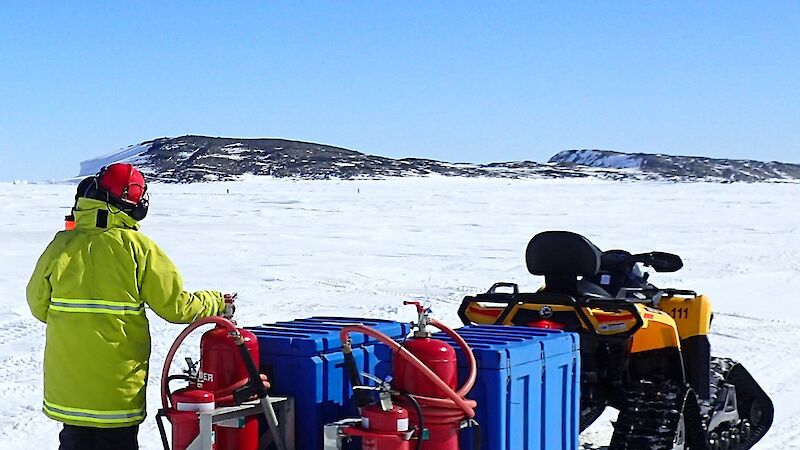 Aeroplane in mid flight over sea ice