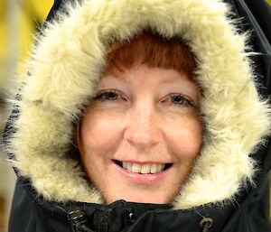 Jenny Wressell in an Antarctic jacket.