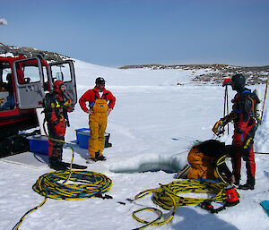 Dive team on the sea ice