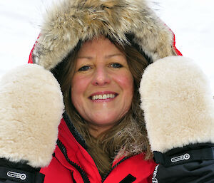 Davis Station Leader Narelle Campbell in Antarctica.