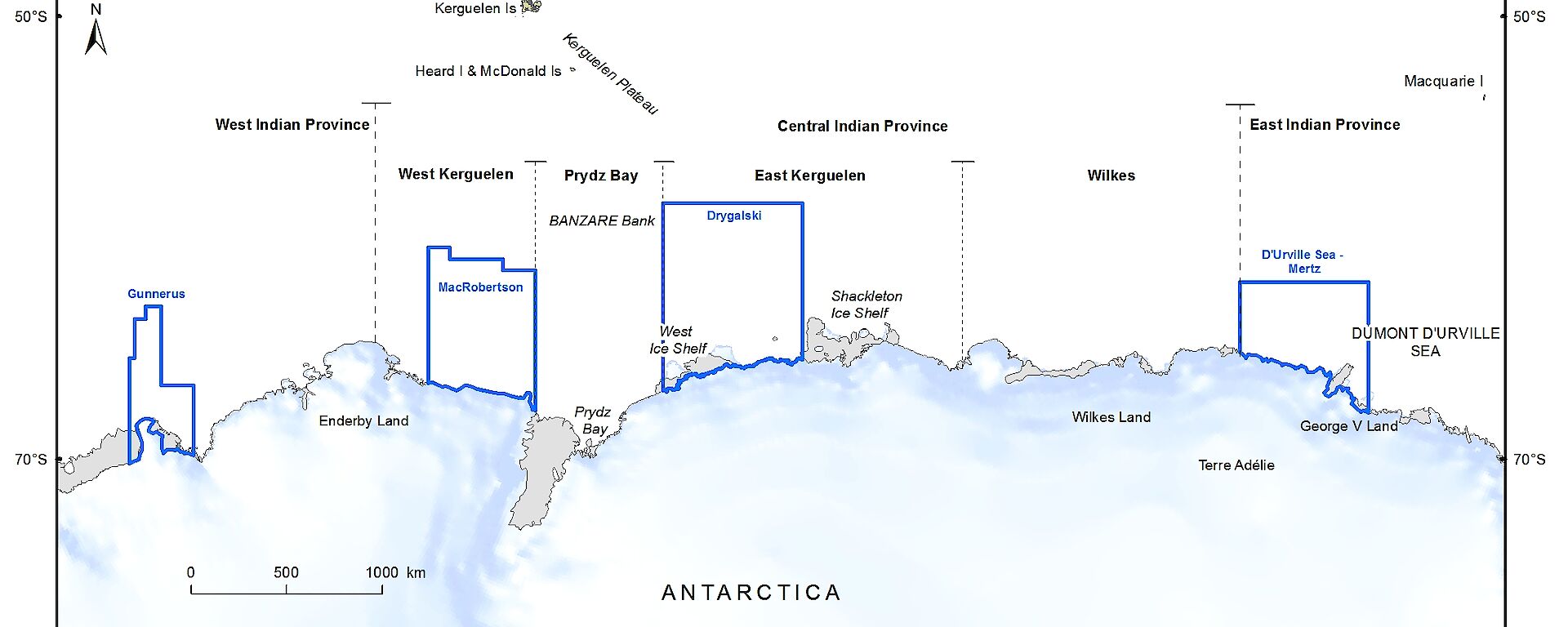 Map of the proposed East Antarctic Marine Protected Area