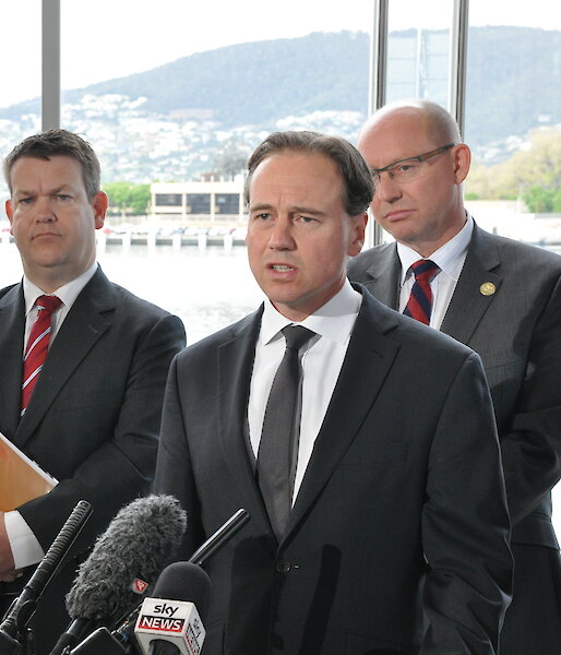 Environment Minister Greg Hunt speaking at the press conference