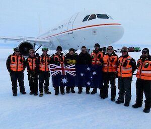 Wilkins runway crew with the Governor-General