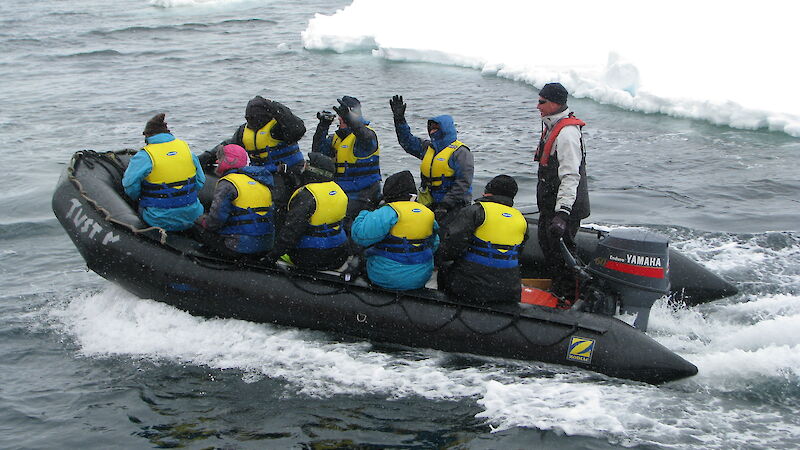 Tourists explore Antarctica