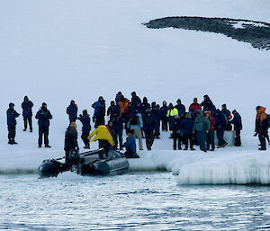 Tourists land on the ice at Ross Island
