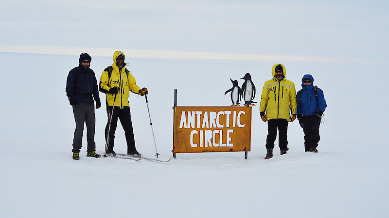 The group of four who took on the marathon, Craig George, Johan Mets, Seamus Liston and Gavin Melgaard at the Antarctic Circle.