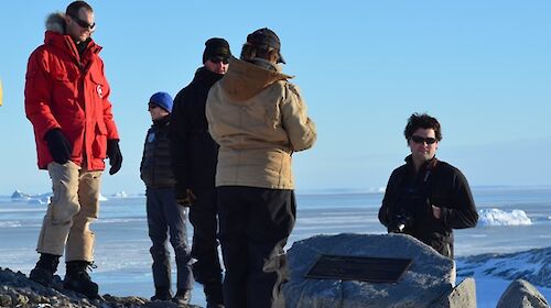 Casey expeditioners gather for the ceremony