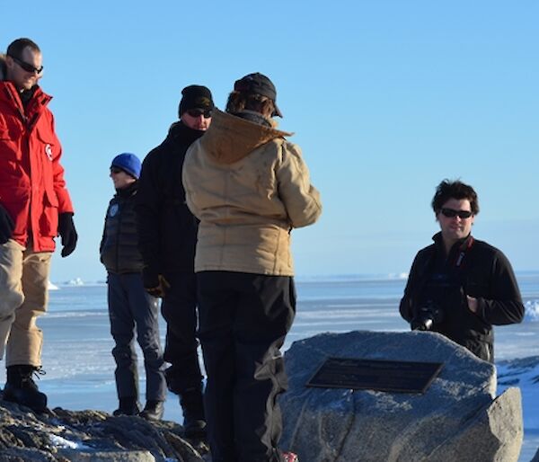 Casey expeditioners gather for the ceremony