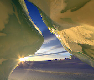 Sunrise through jade ice