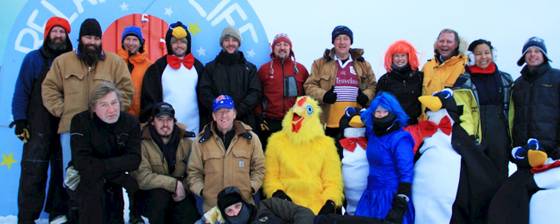 The Casey station expeditioners at the end of the 24 hour Relay