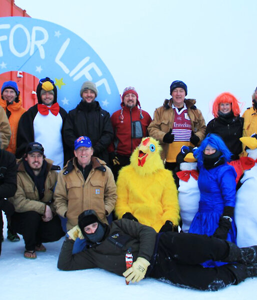 The Casey station expeditioners at the end of the 24 hour Relay