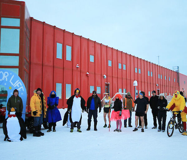 'The Very Long March of the Penguins’ team at the start of the Relay