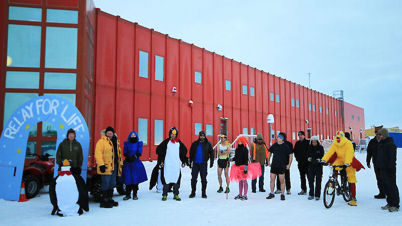 'The Very Long March of the Penguins’ team at the start of the Relay