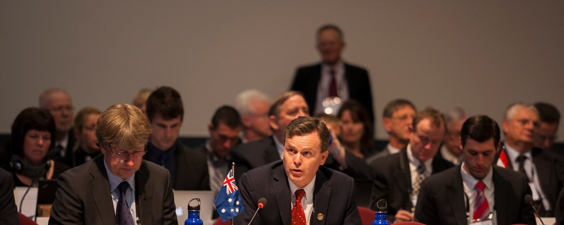 Greg French, head of the Australian delegation, speaking at the meeting