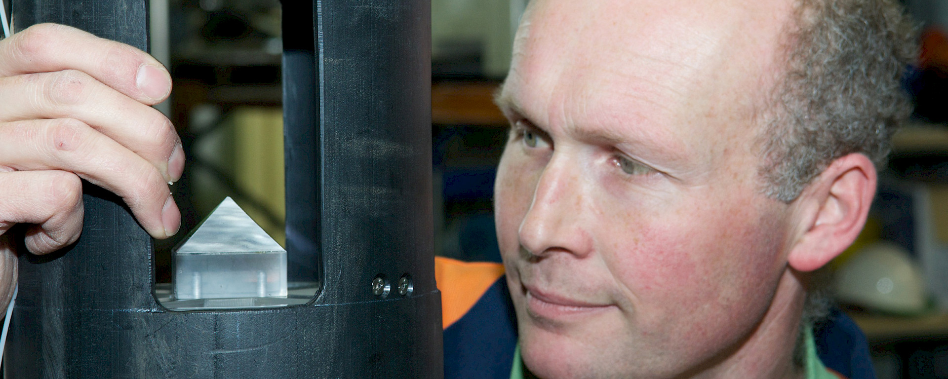 Rob King looking at the shutters on the light trap