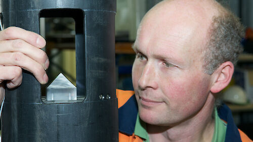 Rob King looking at the shutters on the light trap
