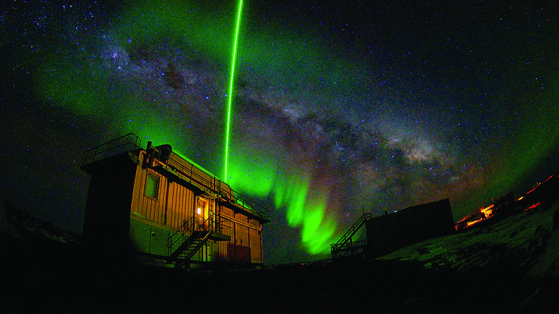 Fisheye image of LIDAR, Aurora and Milky Way