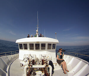 Blue whale spotters aboard the Eastern Voyager January 2012