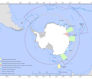 Map of proposed system of Marine Protected Areas in East Antarctica