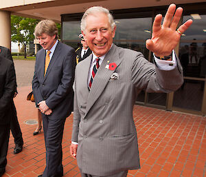 The Prince of Wales, waving
