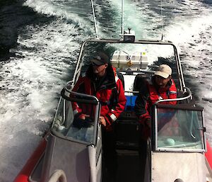 The boat searching for whales off the Tasman Peninsula