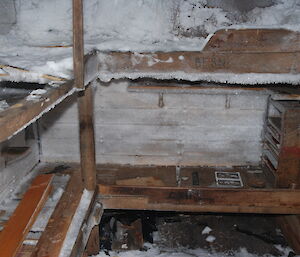 Interior of the Main Hut living room in January 2008 showing Ninnis’ and Madigan’s bunks