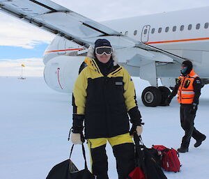 The Minister arrives at Australia’s Wilkins runway, Antarctica.