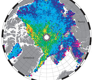 A sea ice thickness map of the Arctic