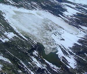 Organic Lake from the air as it is beginning to melt in December 2008.