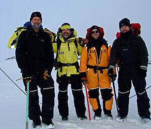 Part of the research team in Antarctica in 2008 L-R: John Rich, Rick Cavicchioli, Federico Lauro and Mark Brown.