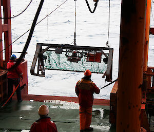 The underwater camera is deployed off the Aurora Australis