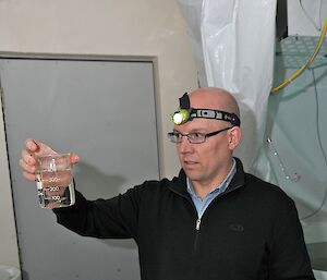 Dr Bruce Deagle in the Australian Antarctic Division’s krill aquarium