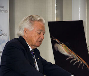 Former Prime Minister Bob Hawke addresses the gathering