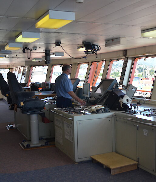 Captain Doyle on the bridge of the Aurora Australis