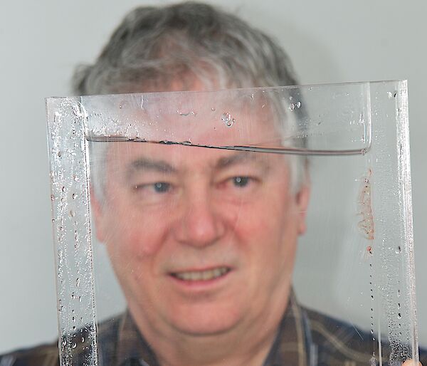 Dr Stephen Nicol looking at Antarctic Krill