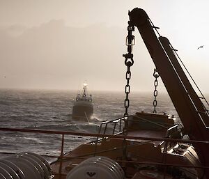 Towing the F.V. Janas to Macquarie Island