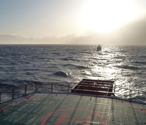 The F.V. Janas under tow at Macquarie Island