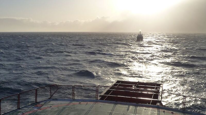 The F.V. Janas under tow at Macquarie Island