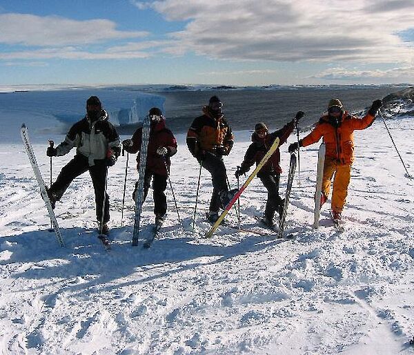 Expeditioners skiing