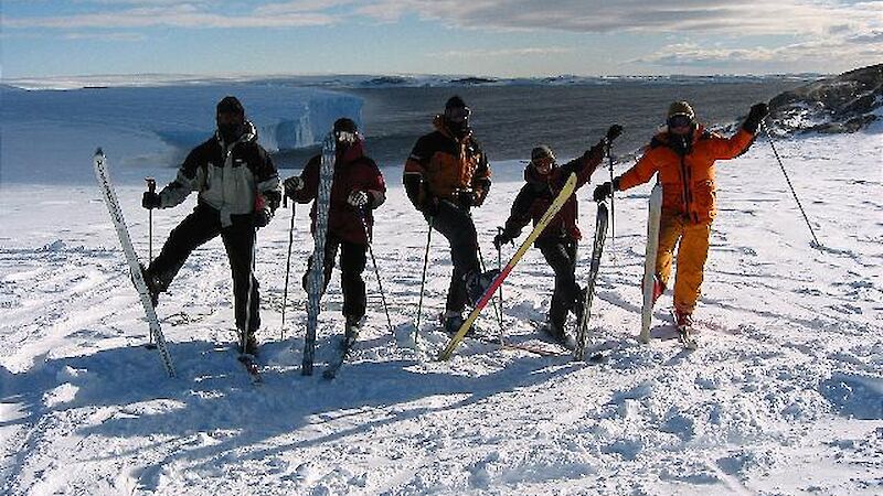 Expeditioners skiing