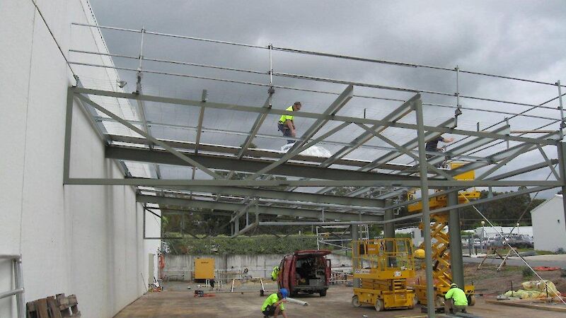 Erecting the main structure of the building