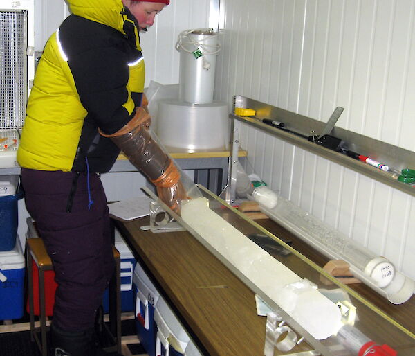 The 3000 year old ice core taken from Dome Summit South.