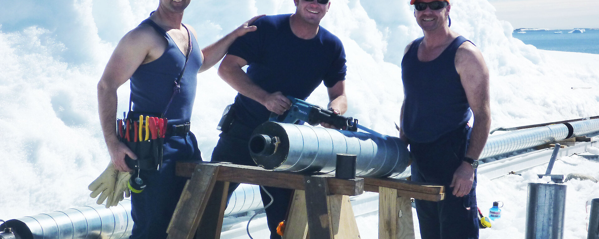 Tradesmen working in Antarctica