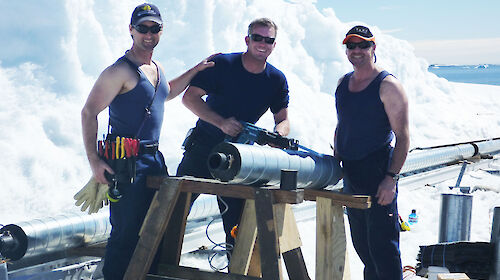 Tradesmen working in Antarctica
